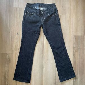 Refuge Women’s Size 7 Junior Blue Denim Wide Flare Leg Jeans Embroidered Sample